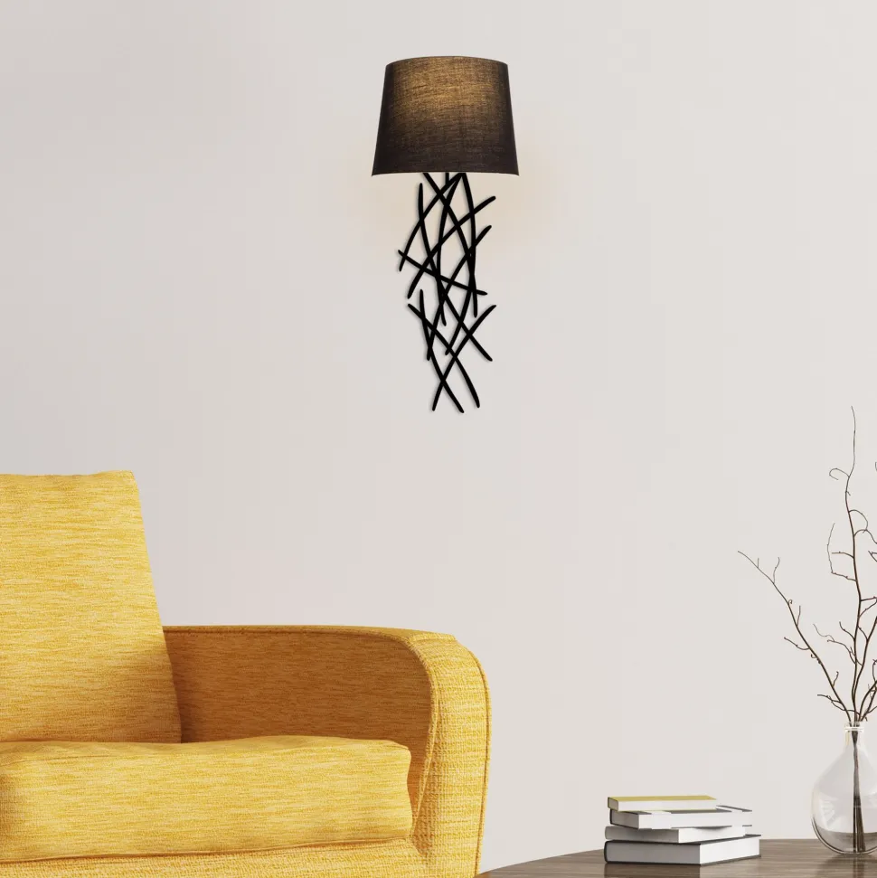 Applique murale brindilles Sarton Tissu et Métal Noir