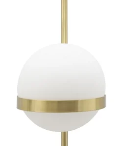 Applique murale en métal doré avec sphère en verre blanc décor cercle doré