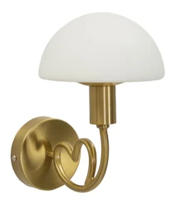 Applique murale Lovy Métal Doré Abat-jour Verre Blanc Mat