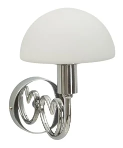 Applique murale Lovy métal argenté abat-jour verre blanc mat
