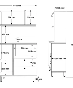 Armoire de cuisine moderne 4 portes et 2 tiroirs Axyl L88xH161,2cm Bois et Anthracite