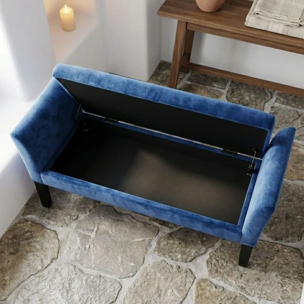 Banc coffre Idor Velours Bleu