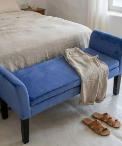Banc coffre Idor Velours Bleu