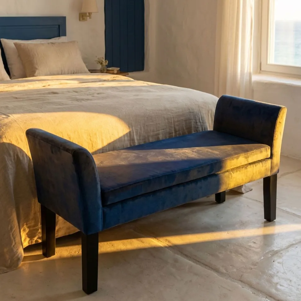 Banc coffre Idor Velours Bleu