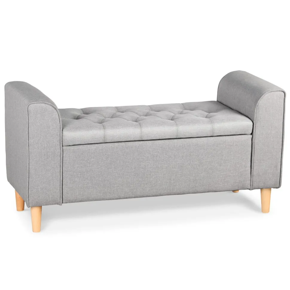 Banc coffre Winnie Tissu Gris clair