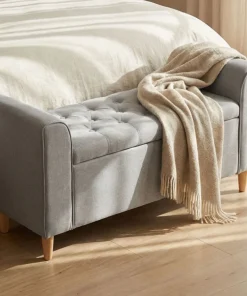 Banc coffre Winnie Tissu Gris clair