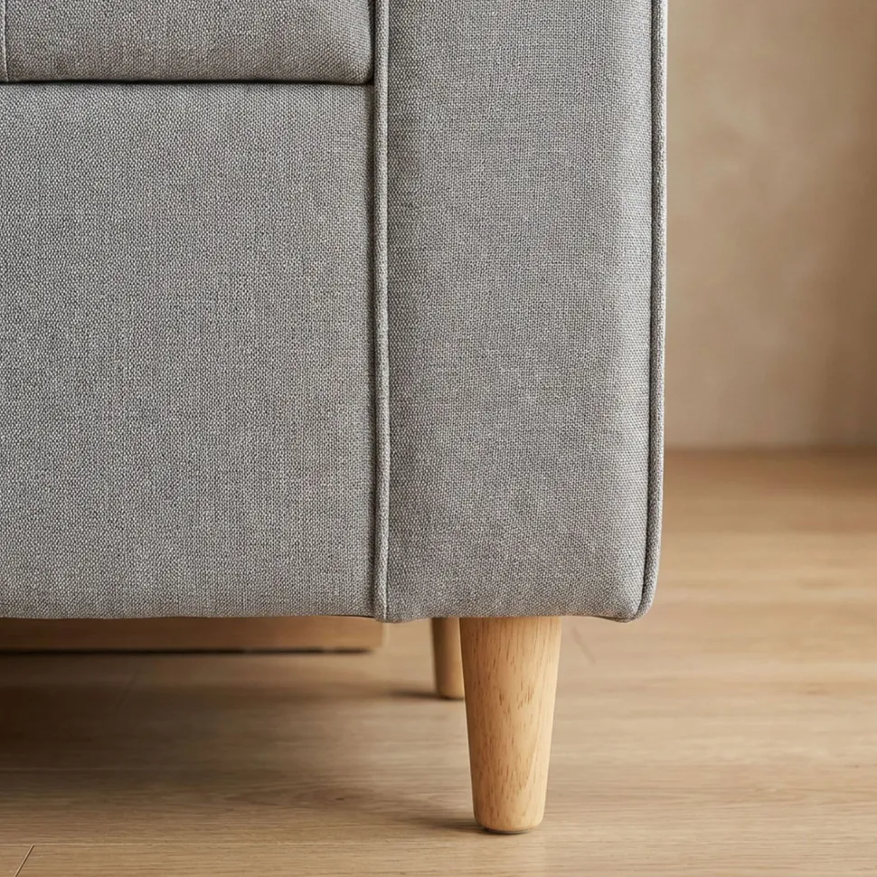 Banc coffre Winnie Tissu Gris clair