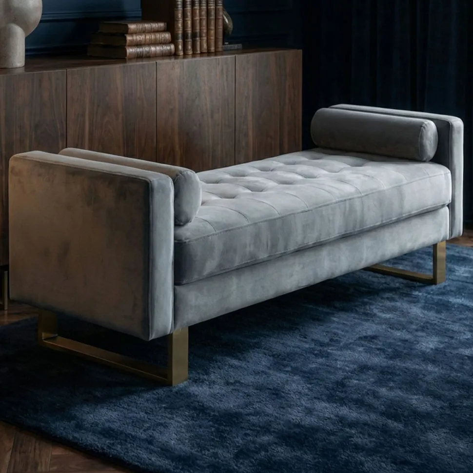 Banquette capitonnée Shell Velours Argent