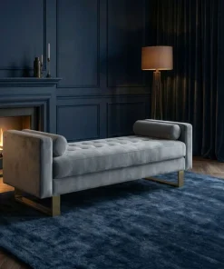 Banquette capitonnée Shell Velours Argent