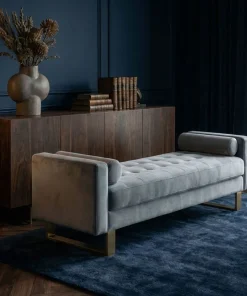 Banquette capitonnée Shell Velours Argent