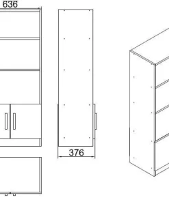 Bibliothèque moderne Busymo Chêne foncé et Gris