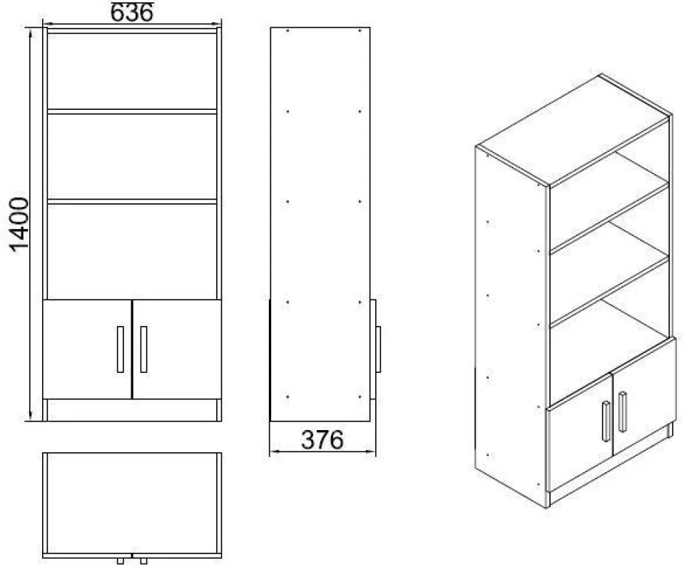 Bibliothèque moderne Busymo Chêne foncé et Gris