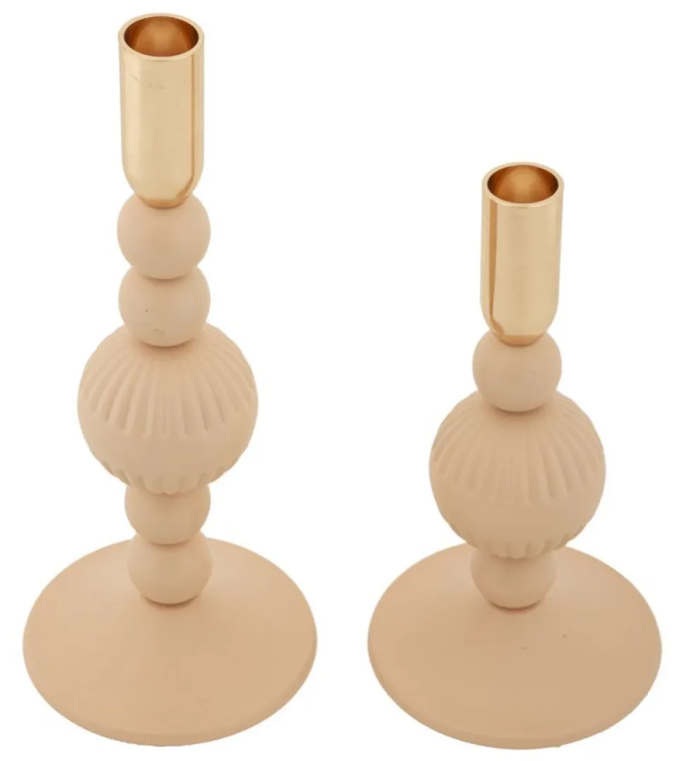 Bougeoir Aster rose ensemble de 2 pièces