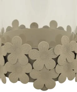 Bougeoir Dune en verre et base découpée en forme de fleur