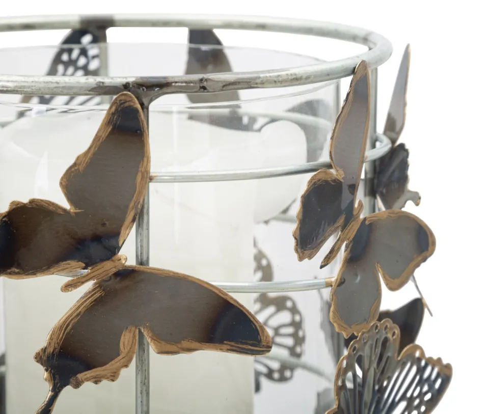 Bougeoir Farfalle Métal multicolore et Verre