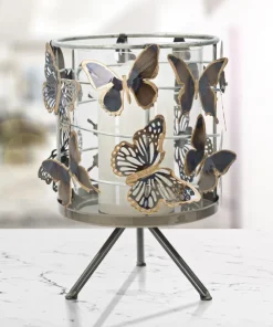 Bougeoir Farfalle Métal multicolore et Verre