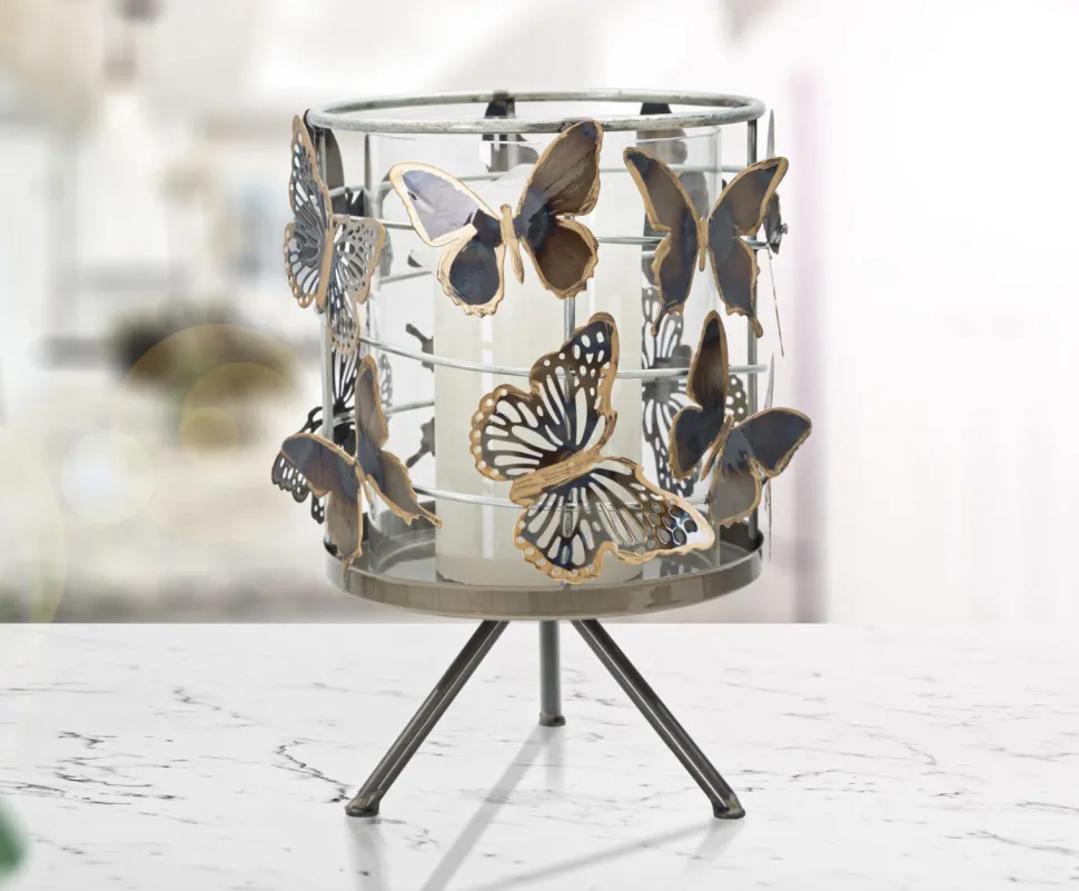 Bougeoir Farfalle Métal multicolore et Verre