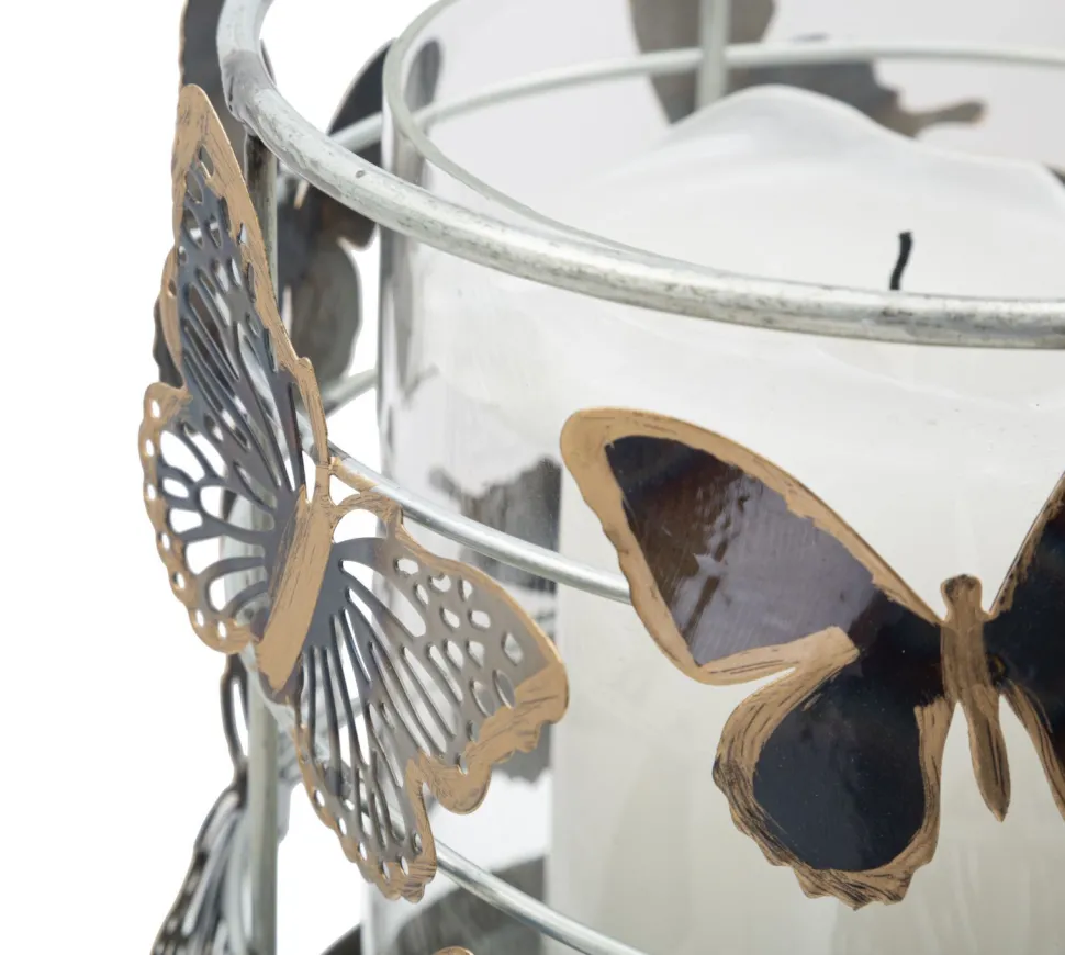 Bougeoir Farfalle Métal multicolore et Verre