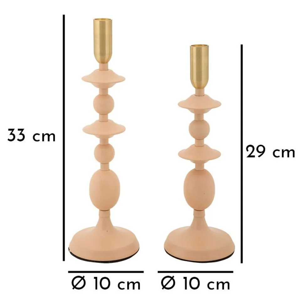Bougeoir Gémeaux 2 pcs Rose