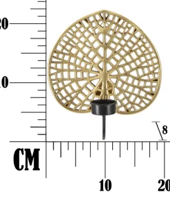 Bougeoir Lotus Métal Doré et Fer Noir