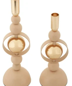 Bougeoir Saturne 2 pcs abstrait Rose doré