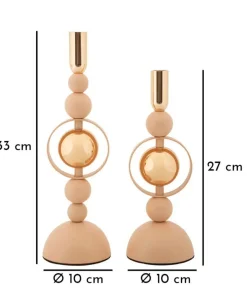 Bougeoir Saturne 2 pcs abstrait Rose doré