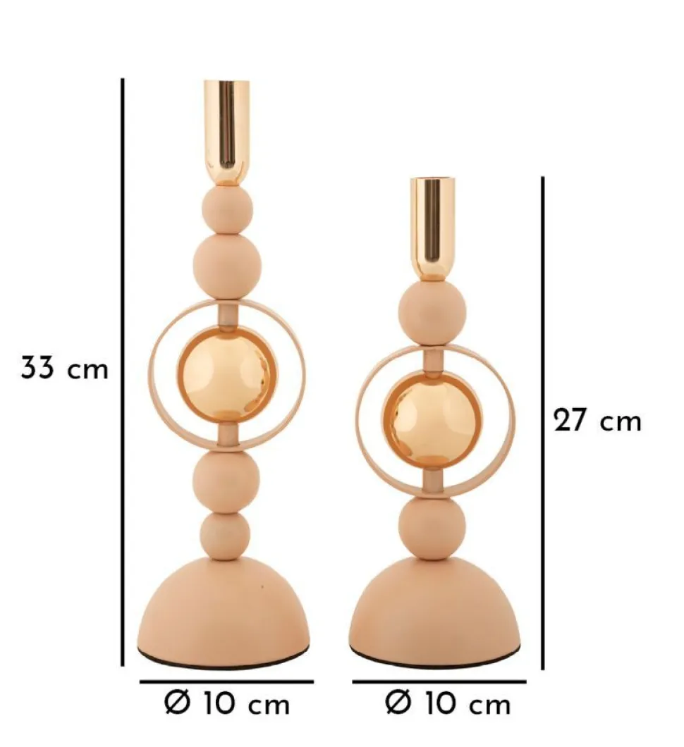 Bougeoir Saturne 2 pcs abstrait Rose doré