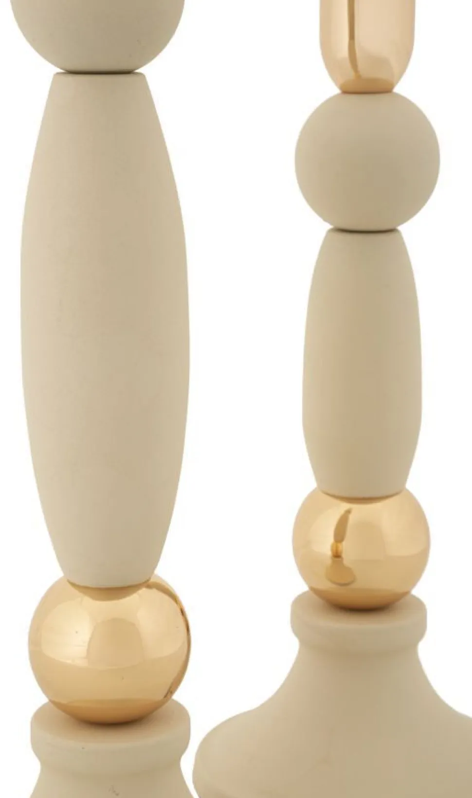 Bougeoir Strek en Crème et Détails dorés Ensemble de 2 pcs