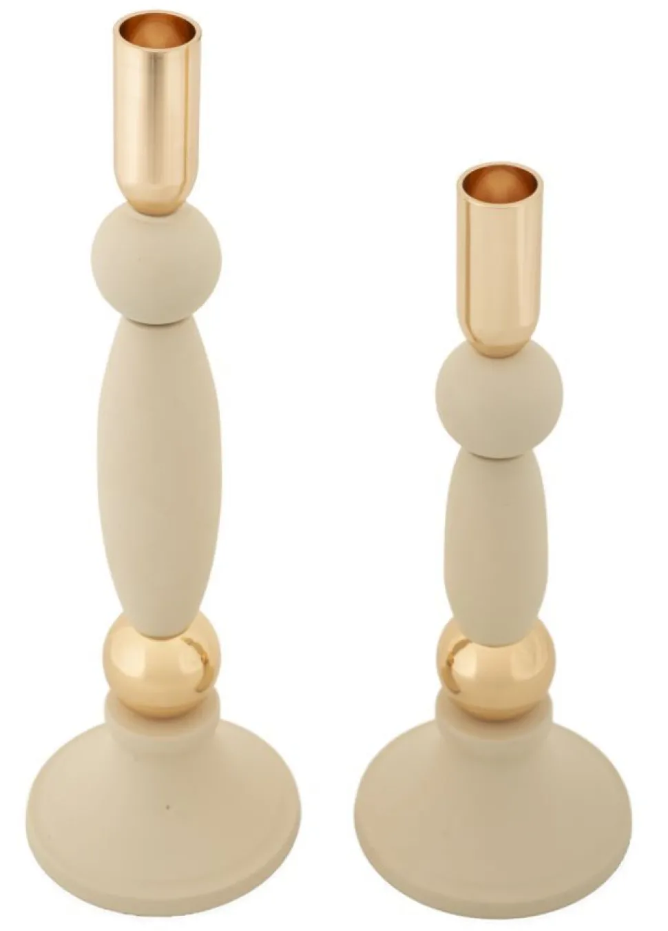 Bougeoir Strek en Crème et Détails dorés Ensemble de 2 pcs