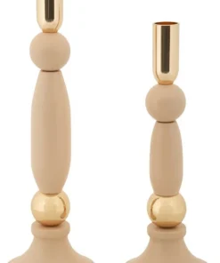 Bougeoir Strek rose set de 2 pièces finition dorée