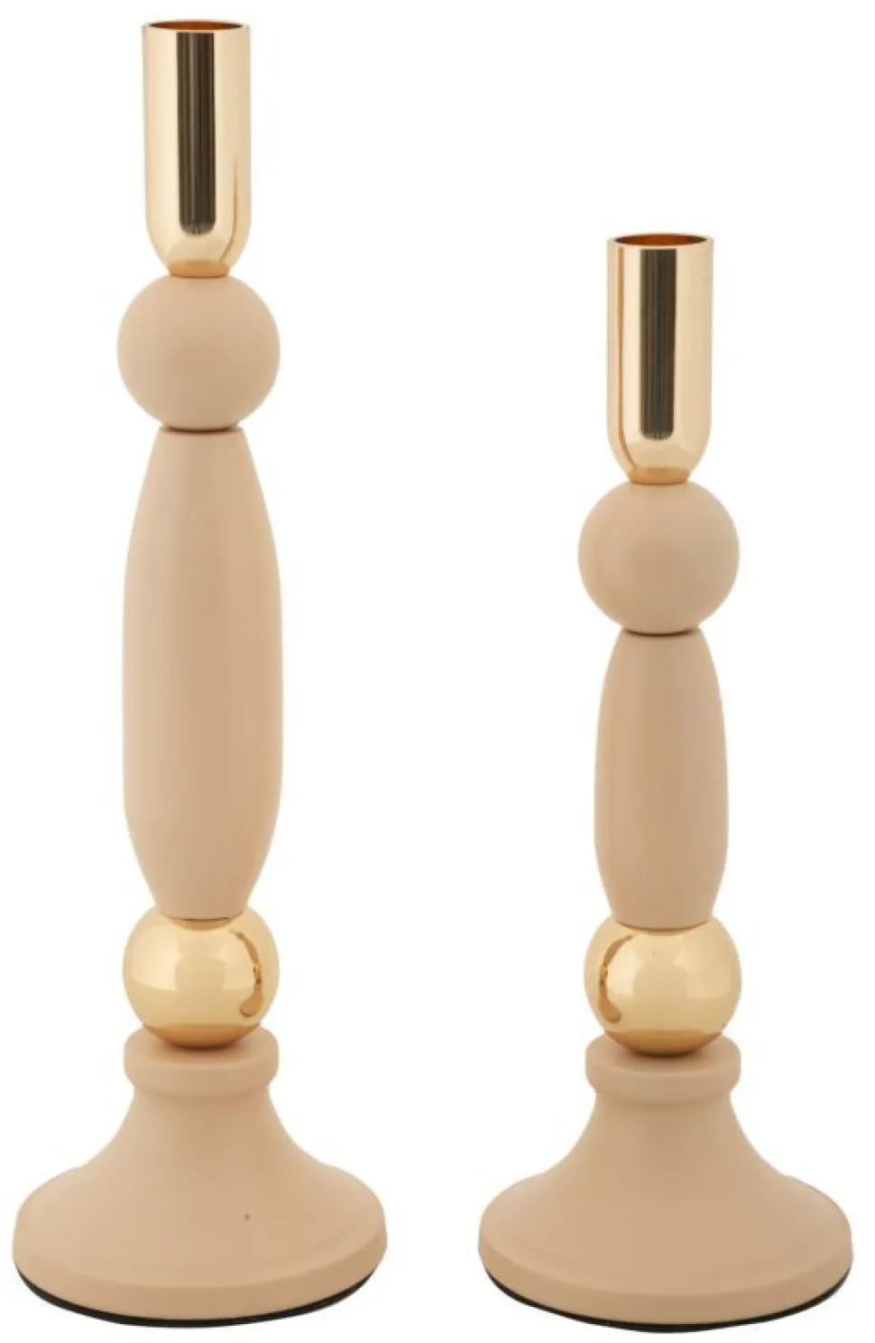 Bougeoir Strek rose set de 2 pièces finition dorée