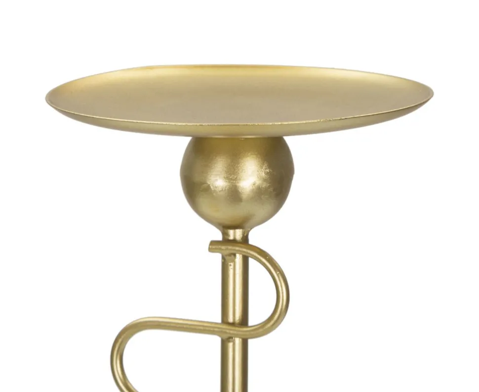Bougeoirs en métal doré Alid 2 pcs lignes sinueuses