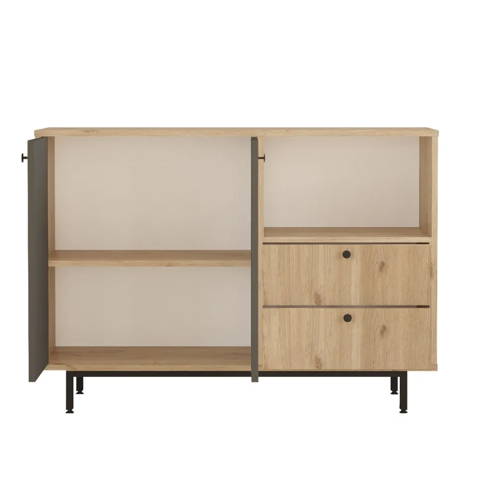 Buffet 2 portes et 2 tiroirs Axyl L120cm Chêne et Anthracite