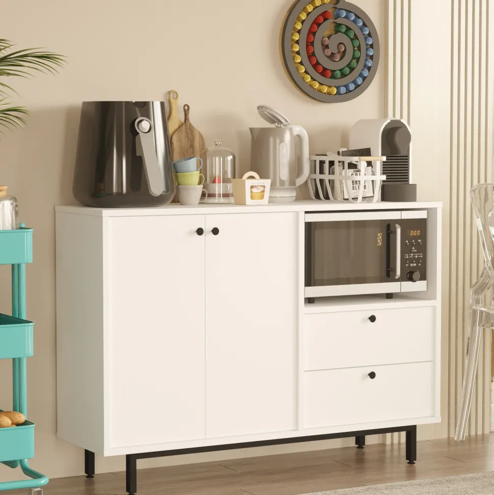 Buffet 2 portes et 2 tiroirs Axyl L88cm Blanc