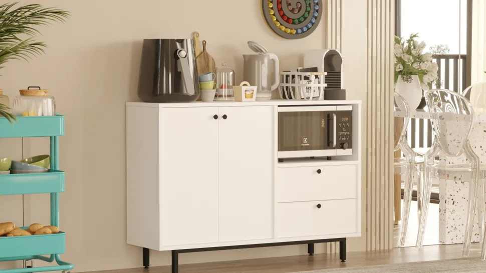Buffet 2 portes et 2 tiroirs Axyl L88cm Blanc
