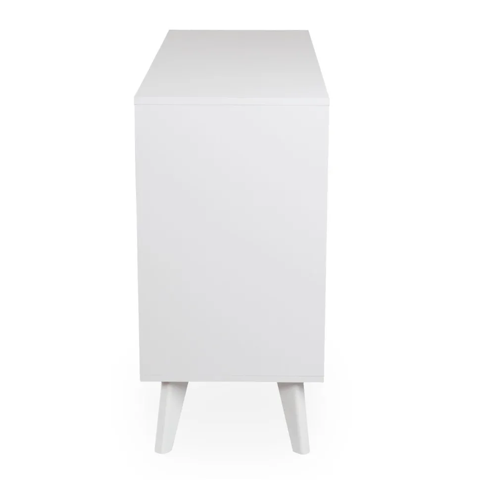 Buffet 3 tiroirs et 2 portes avec cannage Dalgora L120cm Blanc