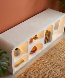 Buffet bas L160cm design arches avec LED intégrées Navalor Blanc