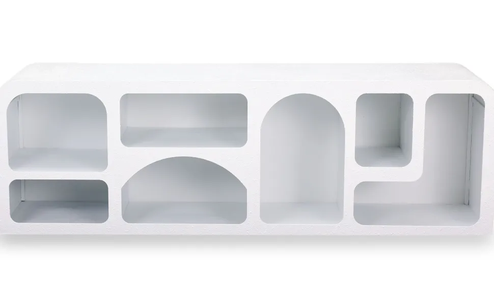 Buffet bas L160cm design arches avec LED intégrées Navalor Blanc