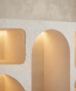 Buffet bas L160cm design arches avec LED intégrées Navalor Blanc