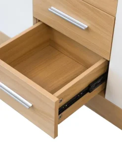 Buffet contemporain L190cm 4 portes er 4 tiroirs Lunata Bois sonoma et Blanc