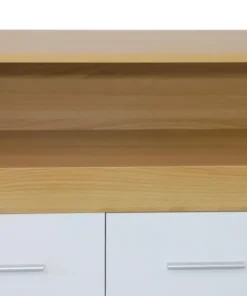 Buffet contemporain L190cm 4 portes er 4 tiroirs Lunata Bois sonoma et Blanc