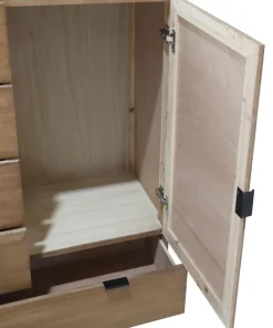 Buffet haut 5 tiroirs et 1 porte battante Panara L90cm Bois d'acacia patiné