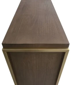 Buffet haut 5 tiroirs et 1 porte Edgar L90cm Bois Marron et Métal Or