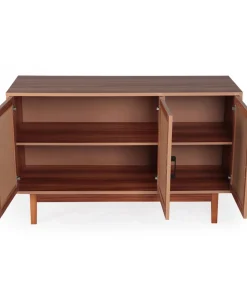 Buffet moderne L113cm Poetis 3 portes avec cannage Rotin et Bois
