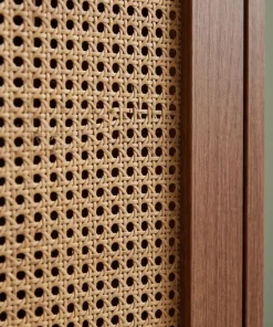 Buffet moderne L113cm Poetis 3 portes avec cannage Rotin et Bois