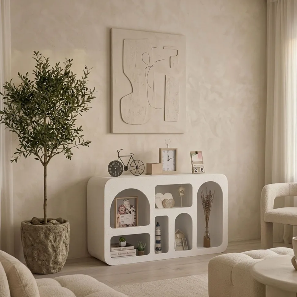 Buffet Navalor L130cm design arches style troglodyte Blanc