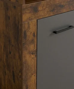 Buffet style industriel L190cm 4 portes er 4 tiroirs Lunata Bois foncé et Gris