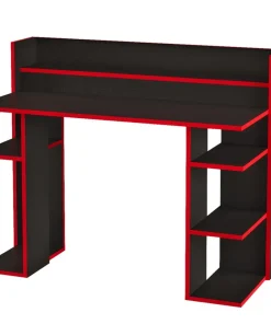 Bureau à étagères style gamer Vrecto L124cm Noir et Rouge