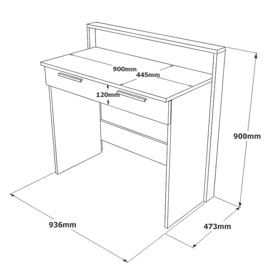 Bureau 1 tiroir Manolo Bois Marron et Effet Ciment Gris
