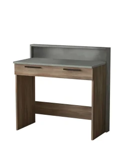 Bureau 1 tiroir Manolo Bois Marron et Effet Ciment Gris